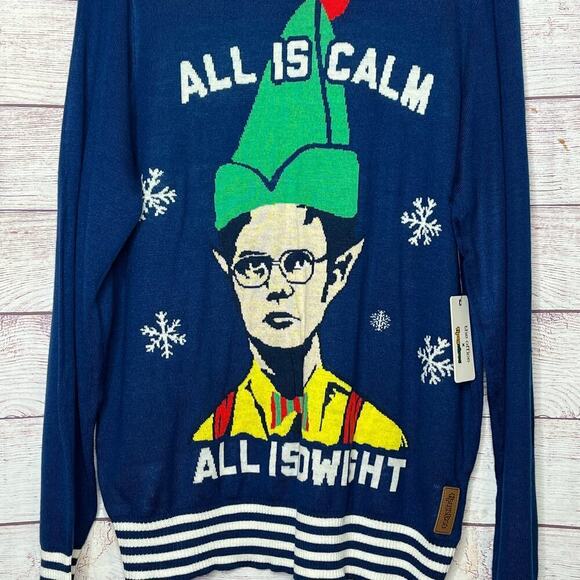 Tipsy Elves Men's The Office Dwight Blue Ugly Christmas Sweater Size XL New - Picture 5 of 10
